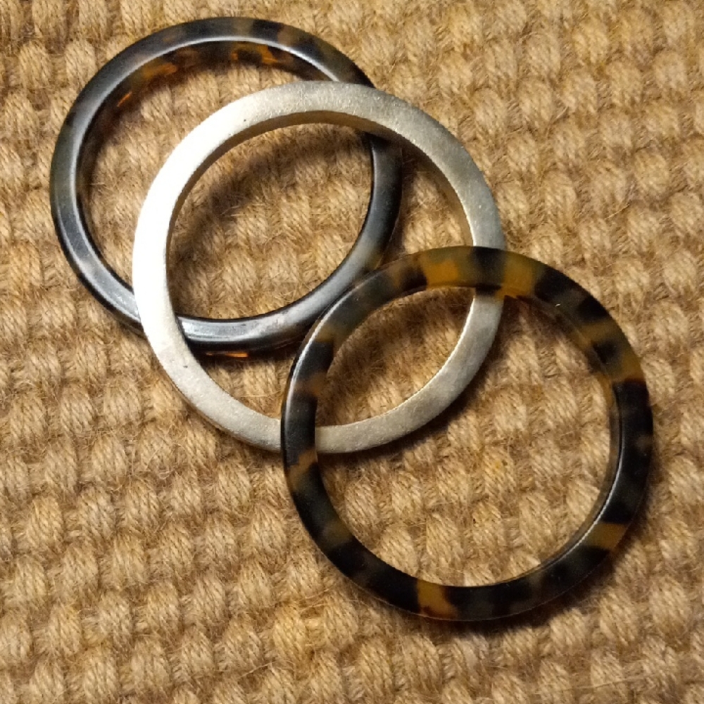 Tortoiseshell And Silver Bangles - image 1